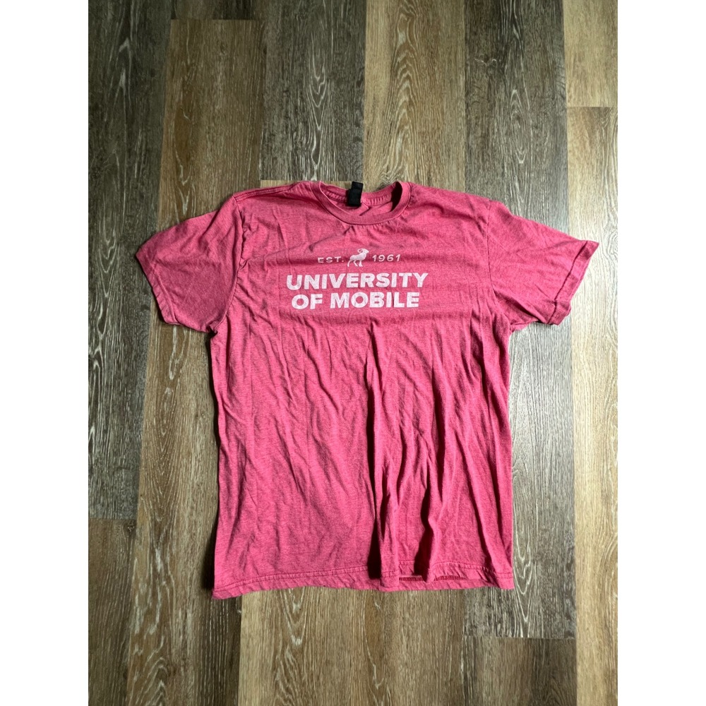 Gildan T-Shirt Mens Large Pink University of Mobile Graphic Short Sleeve Tee